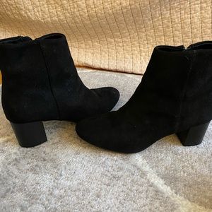 Black Suede Short Heeled Boots